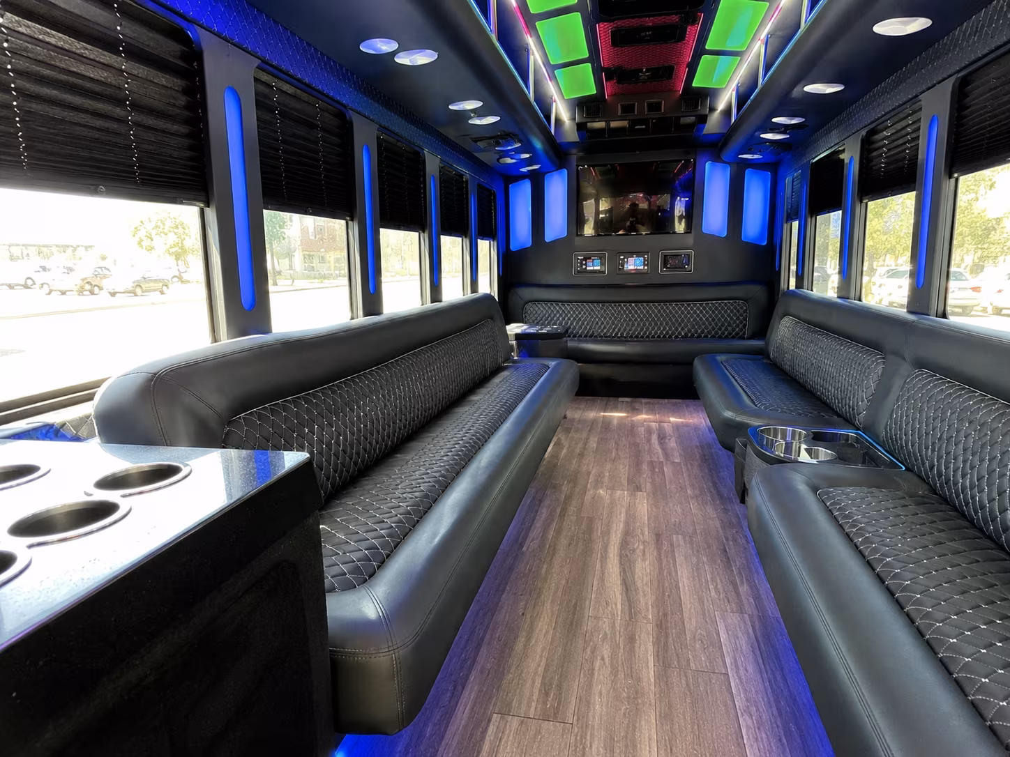 marietta 15 passenger party bus inside