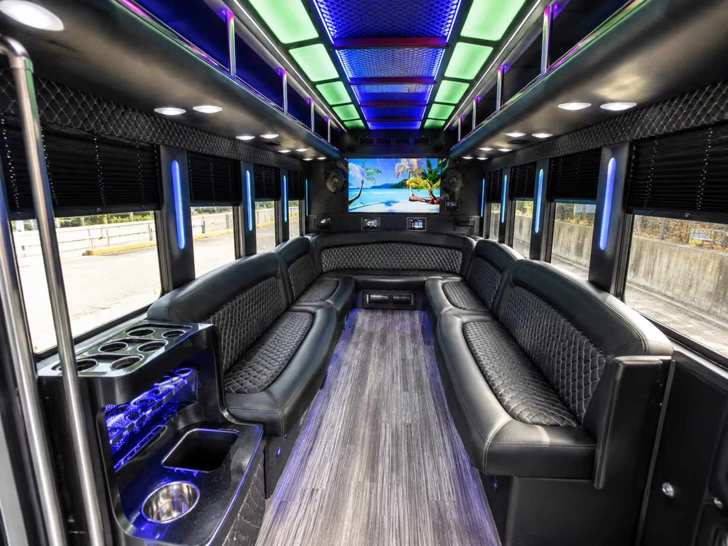 marietta 18 passenger party bus inside
