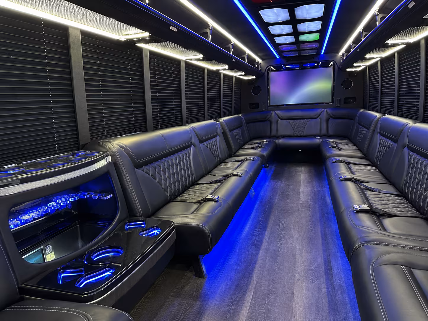marietta 20 passenger party bus inside