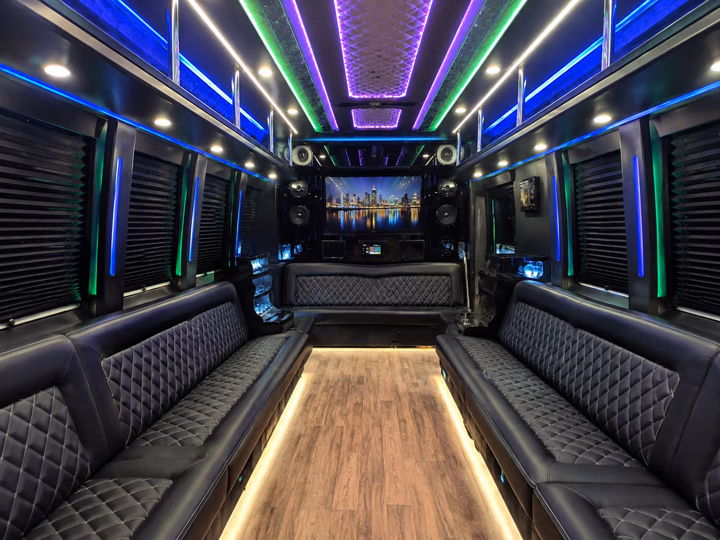 marietta 25 passenger party bus interior