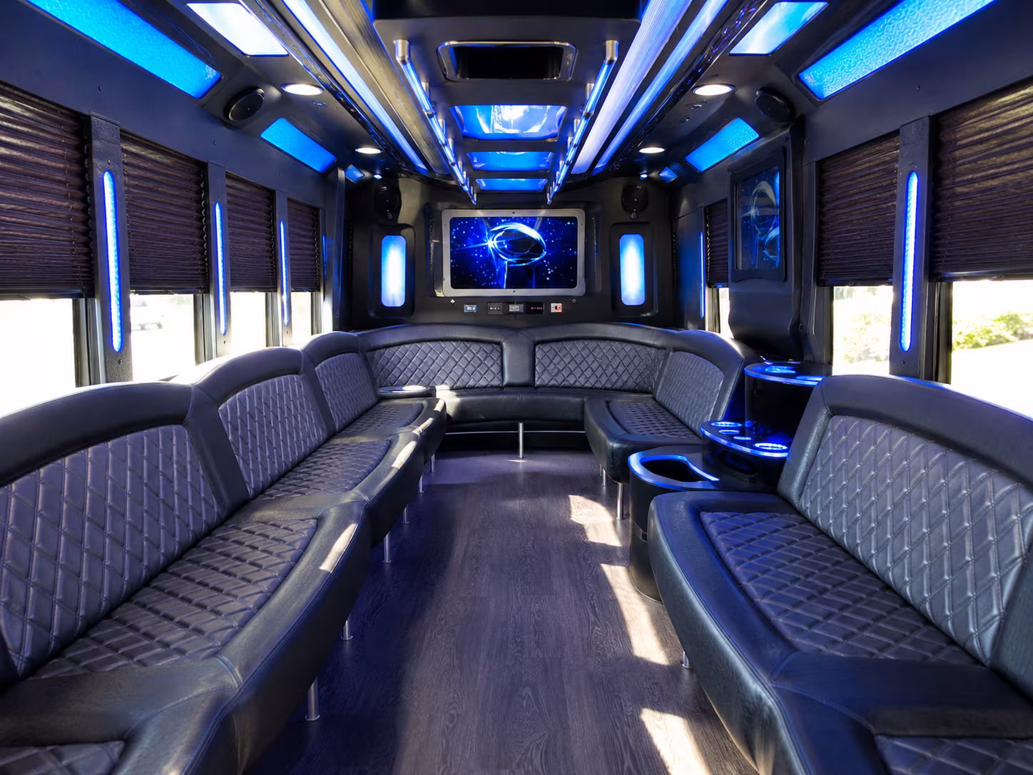 marietta 28 passenger party bus inside