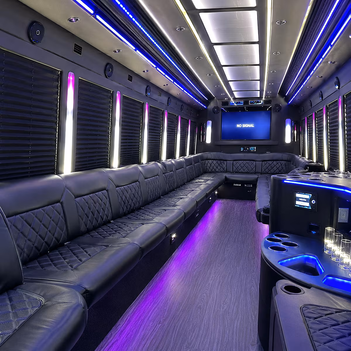 marietta 30 passenger party bus inside