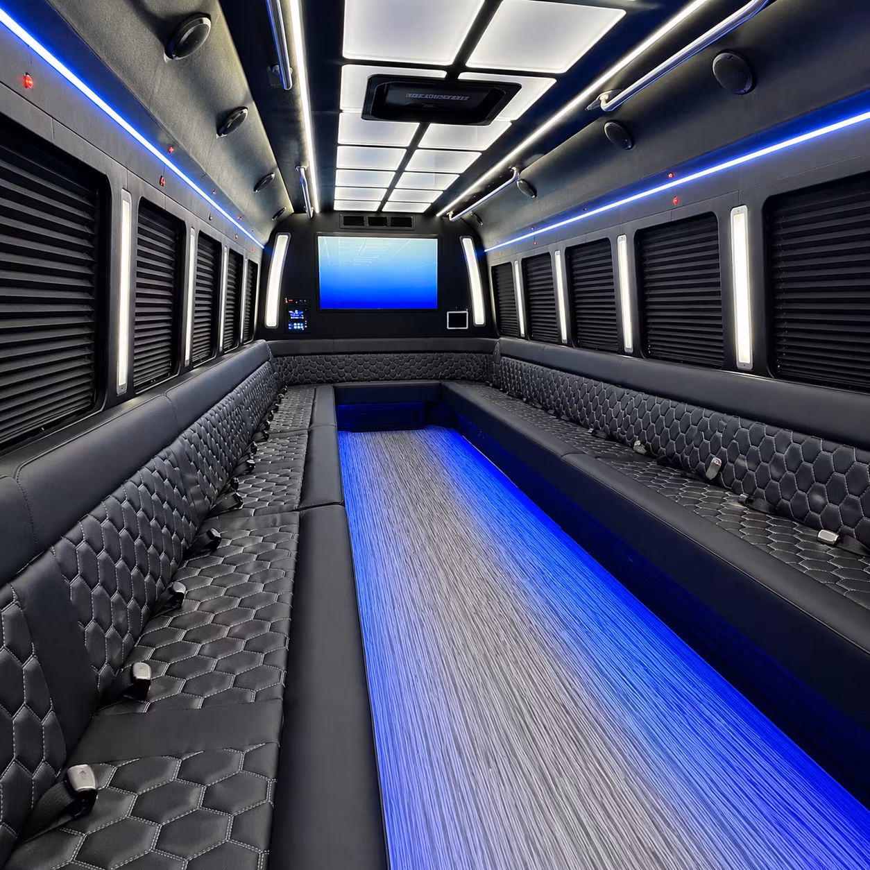 marietta 50 passenger party bus inside